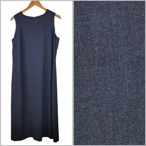 Vintage Eddie Bauer Dress Sz 16 Petite Sleeveless Event Charcoal Grey Midi Long